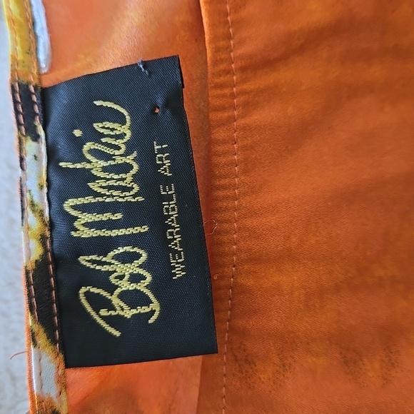 Vibrant Orange and Yellow Patterned Poncho Beach Coverup Top - Picture 5 of 5